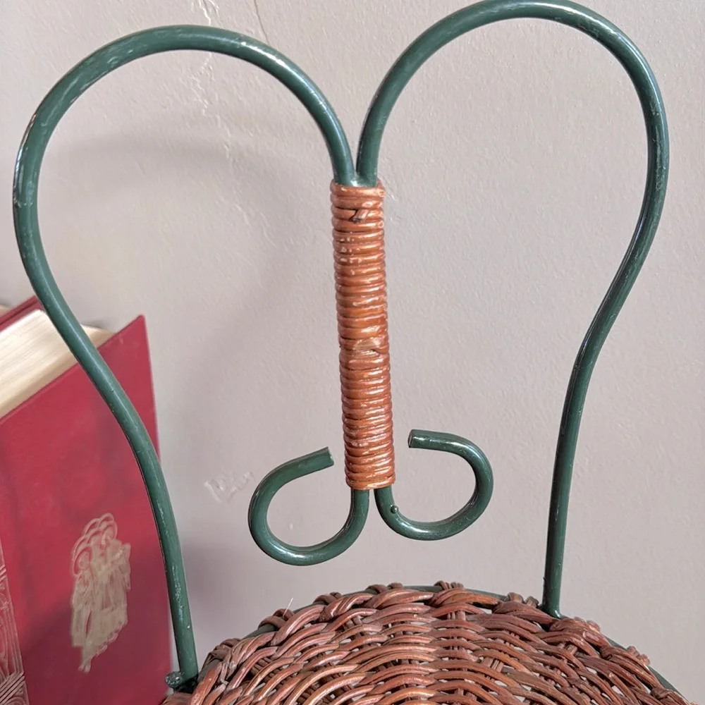 Wicker and Metal Ice Cream Parlor Doll Sized Cafe Bistro Chair Cottage Decor